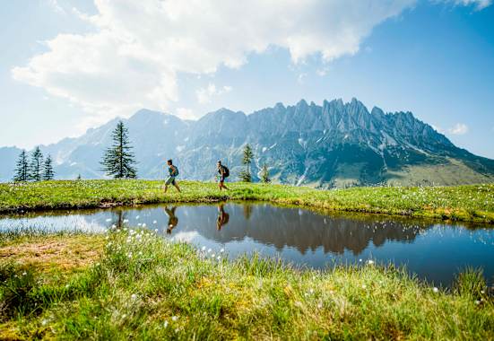 Der imposante Gebirgsstock des Hochkönig (2.941 m)