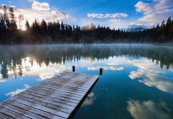 Wunderschöne Abendstimmung am Crestasee in Graubünden