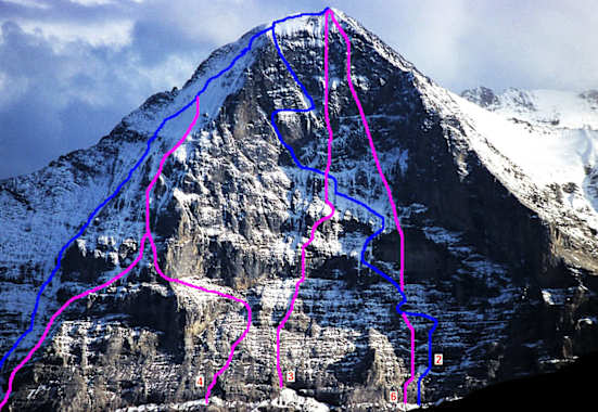 Eiger Nordwand: Routen und John-Harlin-Direttissima
