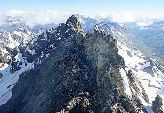 Das Fluchthorn nach dem Felssturz im Juni 2023