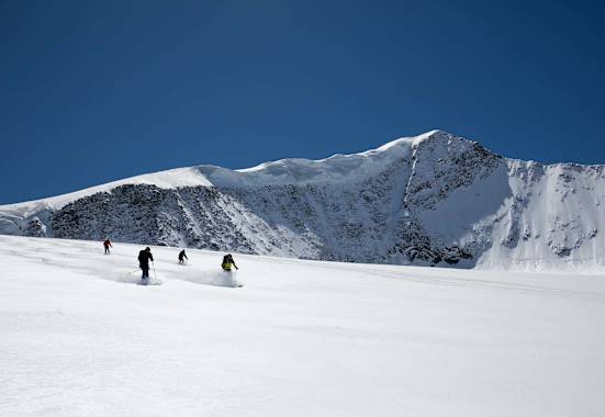 Den Powder bei der Abfahrt genießen