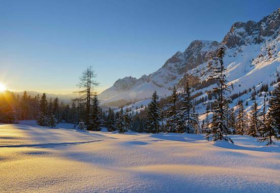 Blick vom Hochkeil auf den Hochkönig im winterlichen Salzburger Land