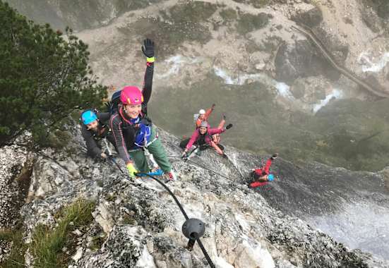Spektakuläre Momente am Rosina-Kletterseig in der Silberkarklamm