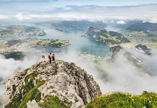 Aussicht von der Rosegg am Pilatus auf den Vierwaldstättersee