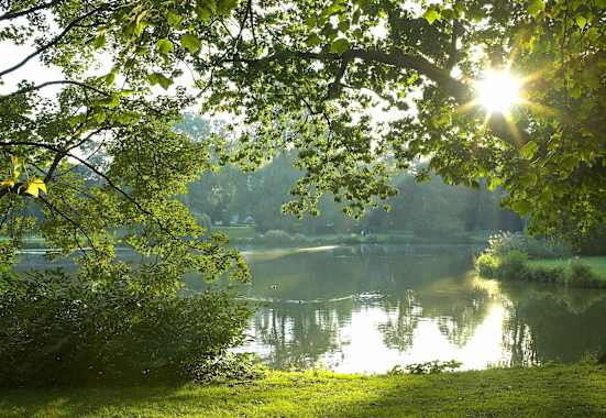 Morgensonne überm Maschteich im Maschpark in Hannover
