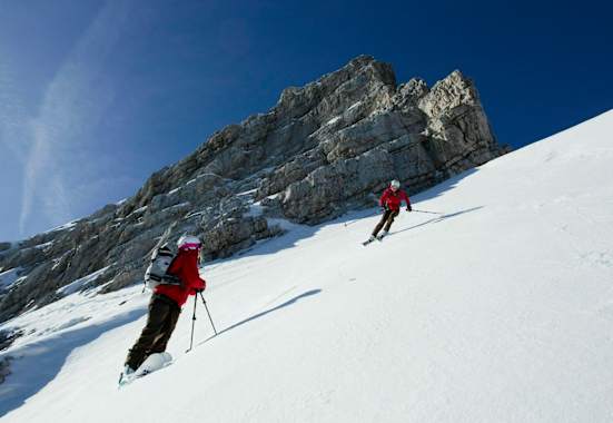Firnabfahrt von der Alpspitze im Wettersteingebirge