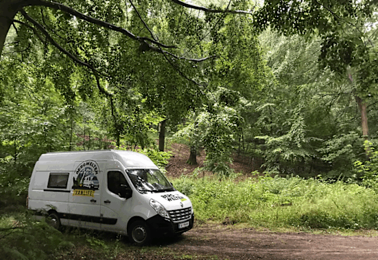 Lauras Schlafplatz im Wald von Møns Klint