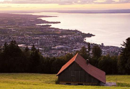Blick auf Rorschach und den Bodensee in St. Gallen