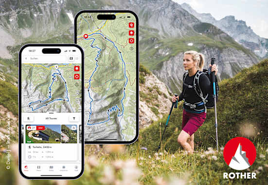 Mit der Rother App bist du zuverlässig und sicher auf den schönsten Touren unterwegs.