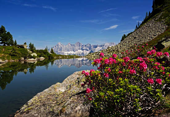 Der Mittersee (Spiegelsee) im oberen Ennstal an der Grenze der Steiermark zu Salzburg