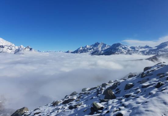 Blick von Fussweg zur Gandegghütte