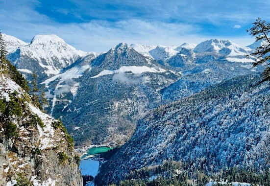 Aussicht von der Grünsteinhütte im Winter