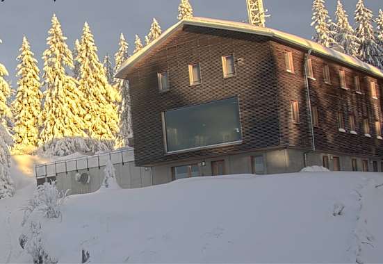 Das Schutzhaus Falkenstein im Winter