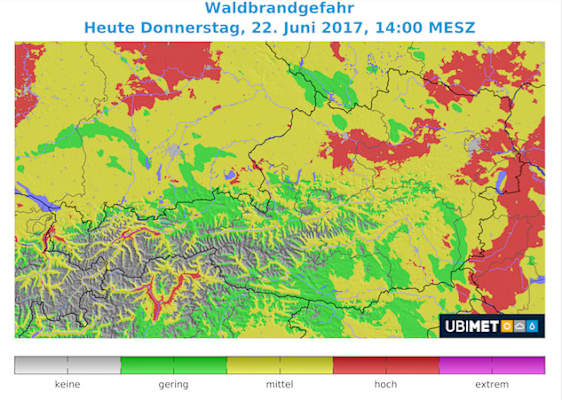 Waldbrandgefahr Österreich