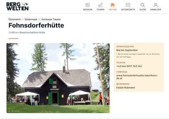 Bergwelten Hütten-Suche