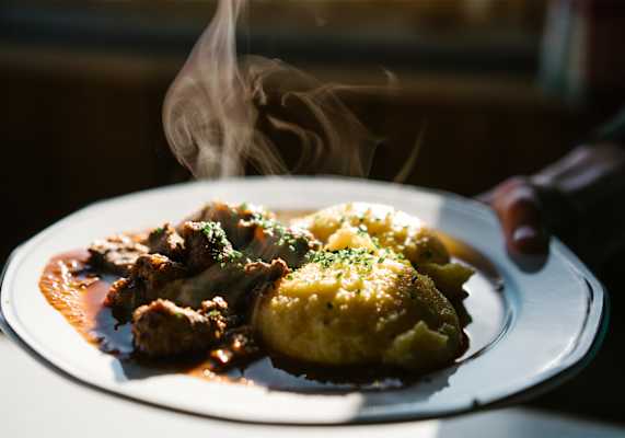 Ein heißer Teller Gulasch.