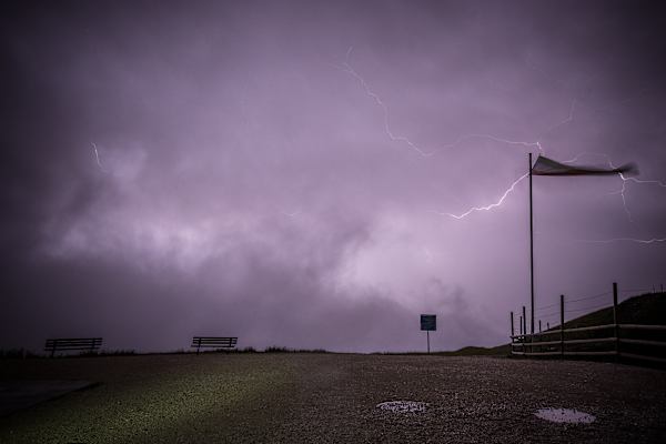 Gewitter bei der Seceda Bergbahnstation