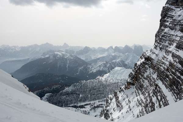 Blick von der Forcella Rossa im Winter