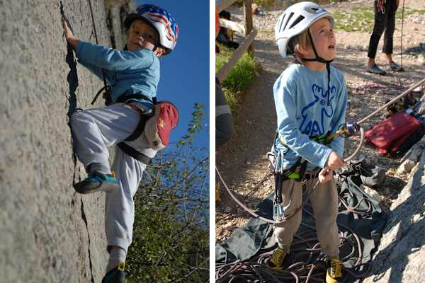 Kinder-Klettern: Kletterpatschen, Klettergurt und Helm