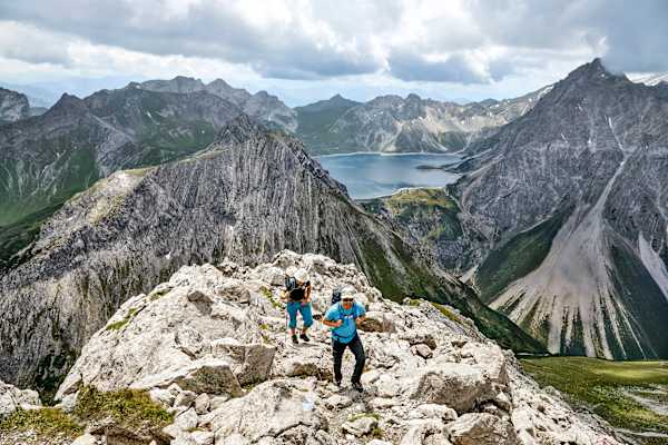 Bergsteiger am Saulakopf im Rätikon