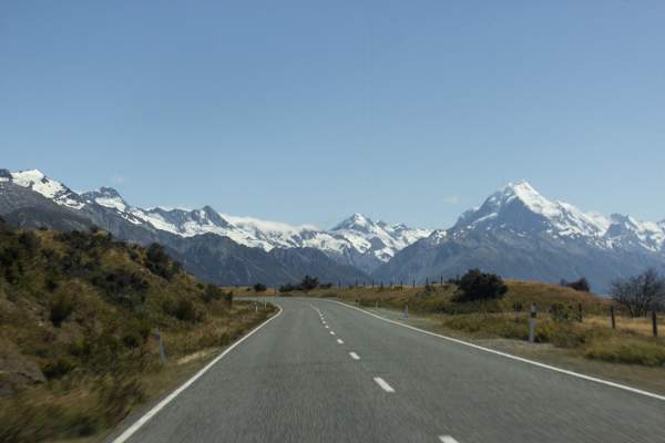 Anfahrt zum Mount Cook Nationalpark