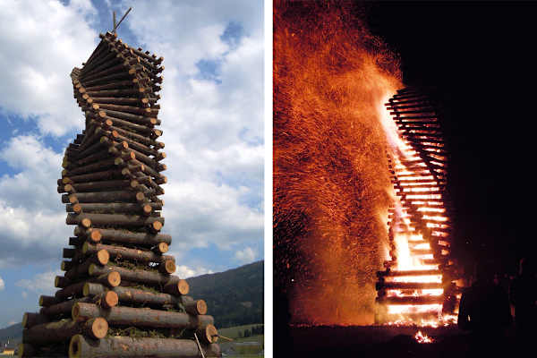 Lungauer Kästen vom Osterfeuer