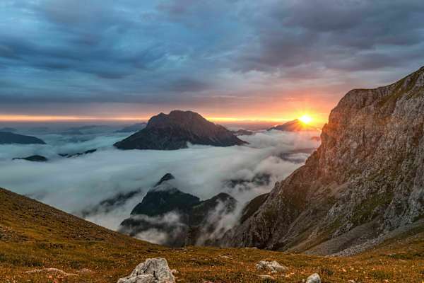 Blick von der Riffel zwischen Kreuzkogel und Kalbling in den Nationalpark Gesäuse