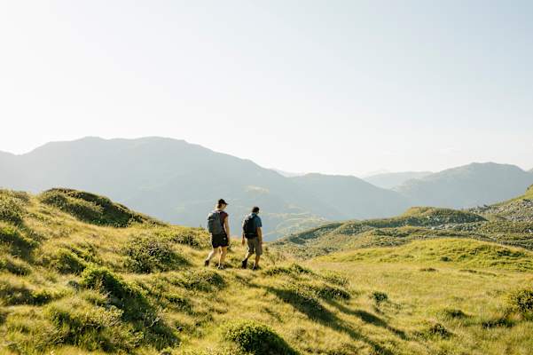 Gemütliches Wandern durch das grüne Tiroler Alpbachtal.