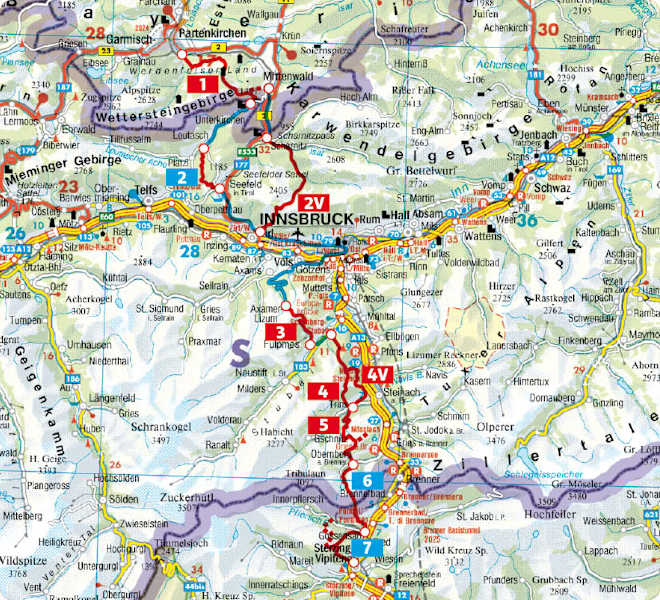 Rother Wanderführer „Alpenüberquerung Garmisch - Sterzing“ - Übersichtskarte.