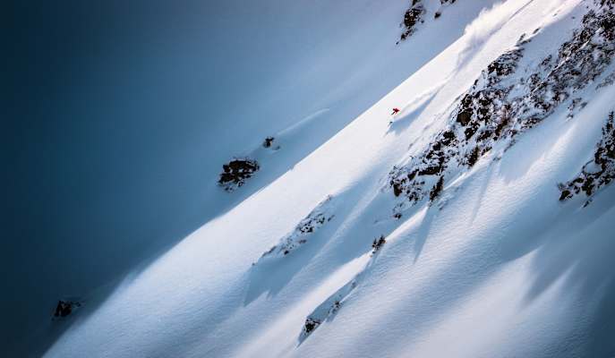 Feinster Pulverschnee im freien Gelände von Fieberbrunn 