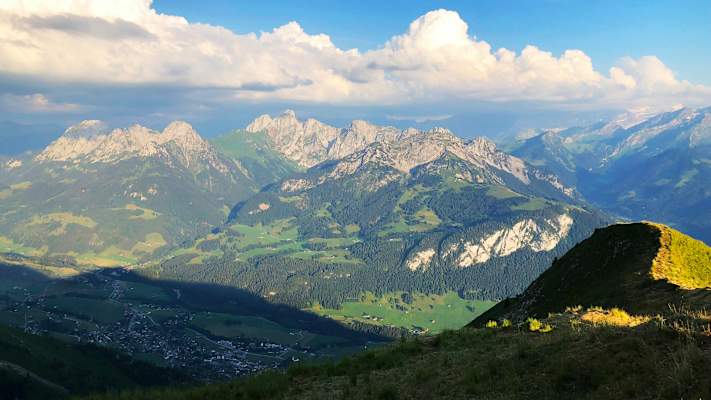Zwei Schnauzer durchwandern die Schweiz