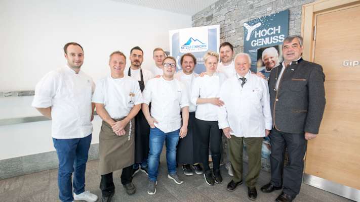 Kitztsteinhorn Hochgenuss 2017: Das Team im Gipfelrestaurant mit Eckart Witzigmann