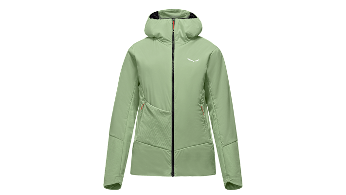 Die Pedroc TirolWool® Air Hybrid Jacke zum Speed Hiken für Damen in grün.