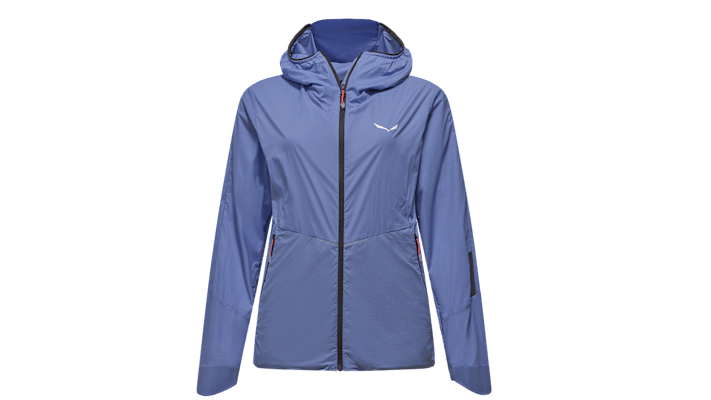 Die Pedroc Wind Hooded Jacke zum Speed Hiken für Damen in blau.