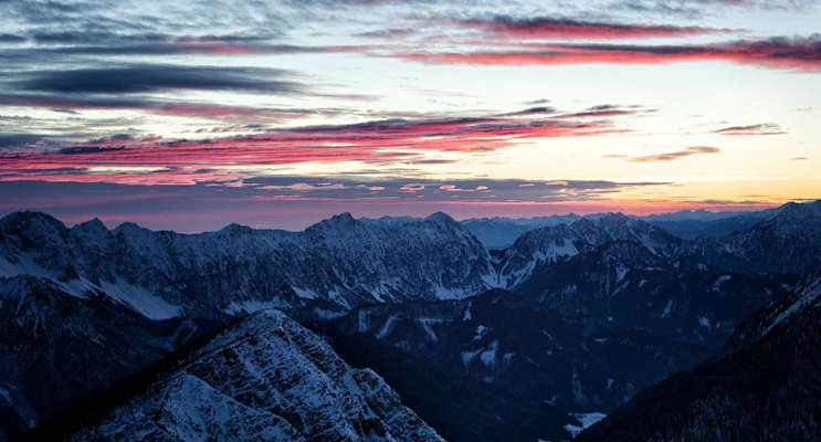 Sonnenuntergang am Hochobir in Kärnten