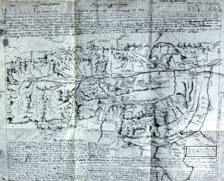 Karte der Surselva (1819) von Placidus a Spescha, Original im Klostermuseum Disentis