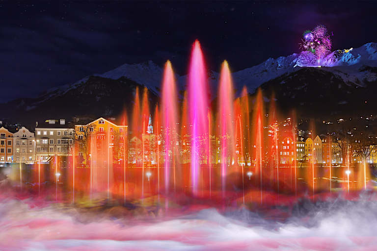 Sujetfoto der INNszenierung: Am Inn soll es eine Licht- und Wasserschow geben, das Feuerwerk auf der Seegrube bleibt aber bestehen.