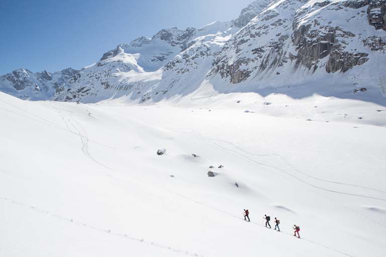 Unterwegs zum Gipfel des Monte Rosso (3.087 m) in der Berninagruppe