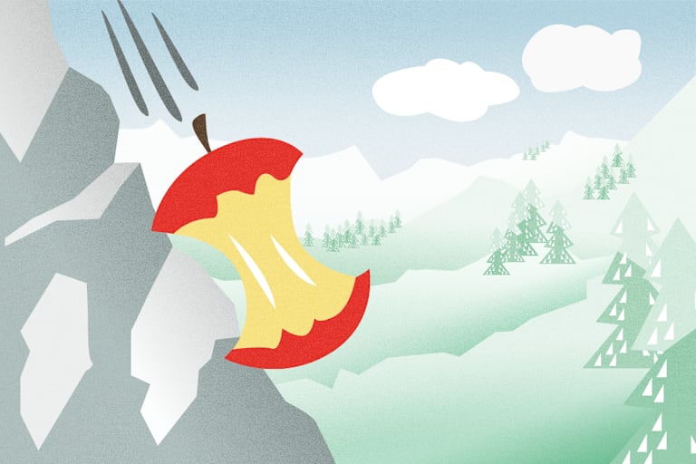 Apfel Berg wegwerfen