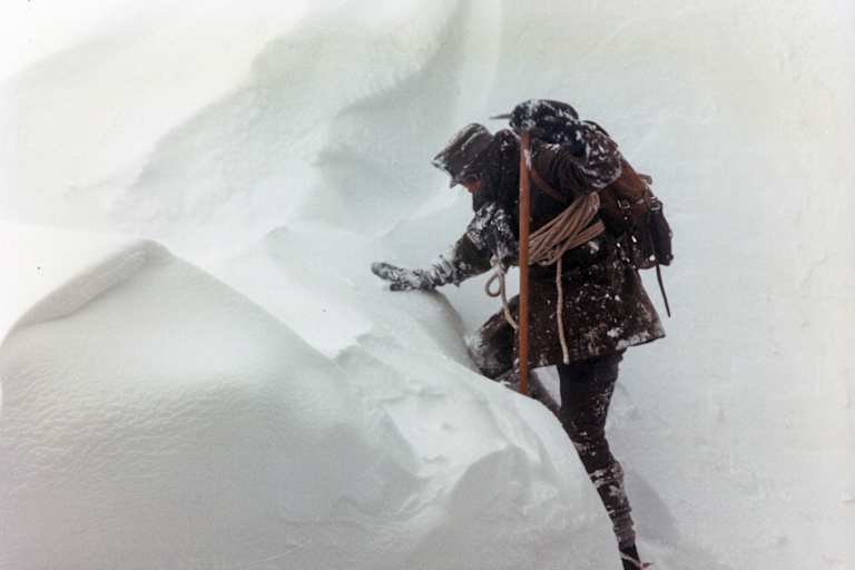 Beim Aufstieg auf den Schweizer Berg Säntis