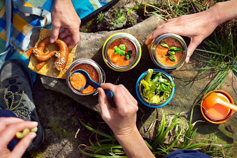 Ideal für den gemeinsamen Wander-Ausflug: Gazpacho to go