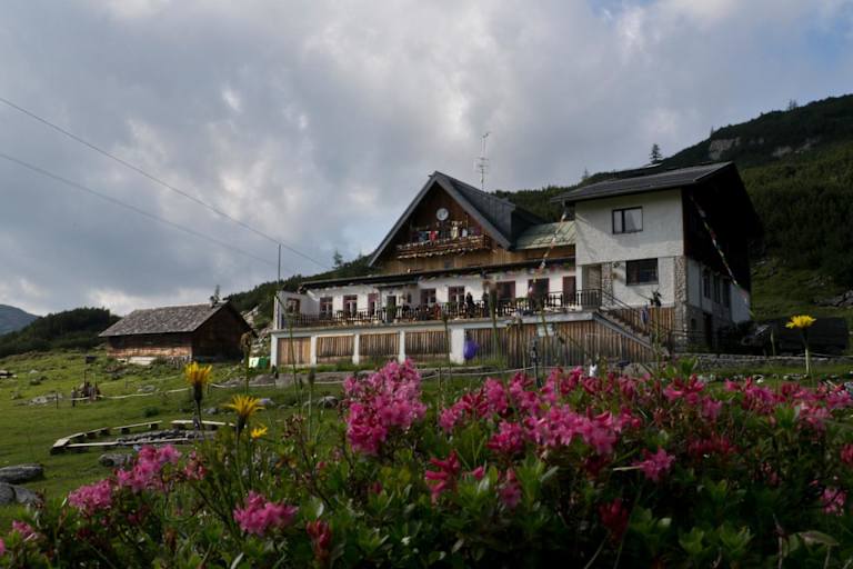 Die auf 1.738 m Höhe gelegene Gjaid-Alm am Krippenstein in Oberösterreich sucht neue Pächter 