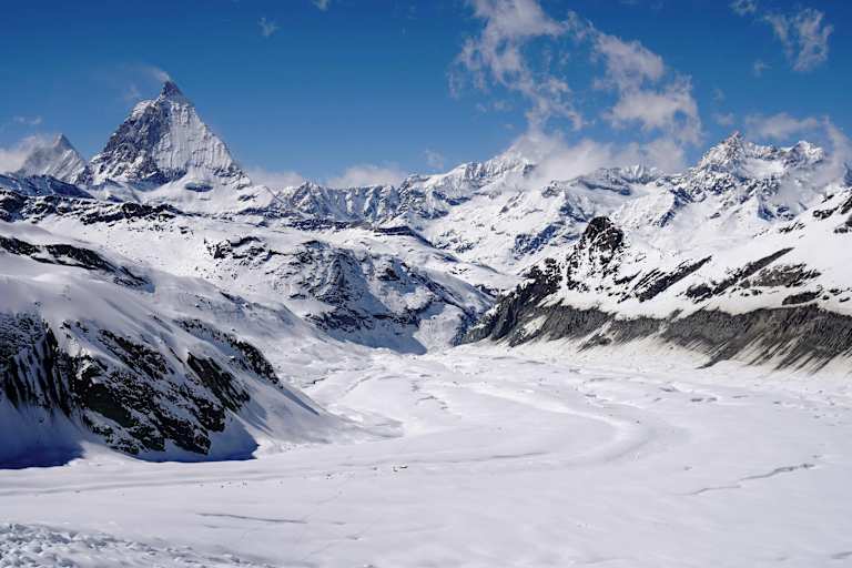 Monte Rosa Runde: Über den Gornergletscher führt die Abfahrt zurück nach Zermatt 