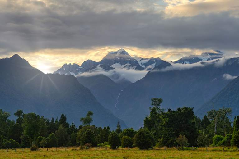 Lake Matheson – Blick auf die Gletscher