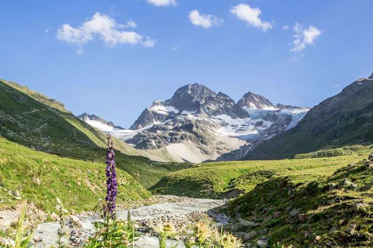 Der höchste Berg Vorarlbergs, der Piz Buin Grond (3.312 m)