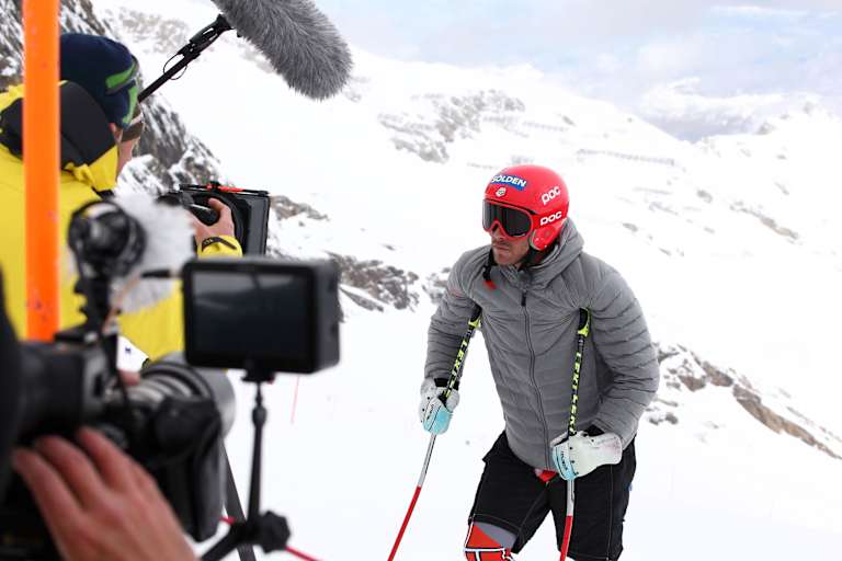 Bode Miller bei Dreharbeiten
