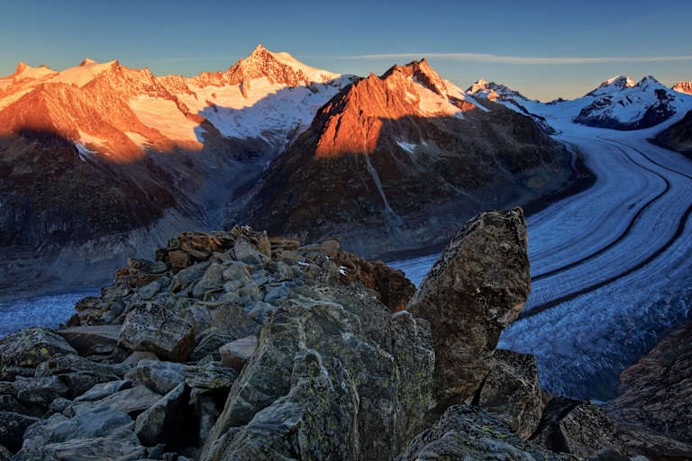 Berner Alpen: Aletschgletscher mit Aletschhorn