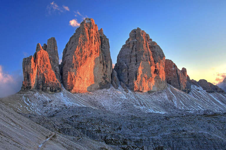 Drei Zinnen in den Sextner Dolomiten in Südtirol