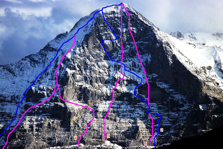 Eiger Nordwand: Routen und John-Harlin-Direttissima