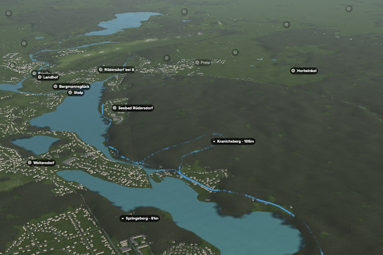 Der Flakensee zwischen Woltersdorf und Erkner im Sonnenuntergang